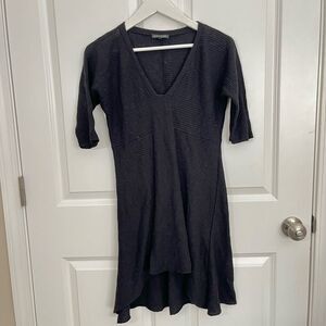 New Eileen Fisher 100% Wool Black Knee-Length Sweater Dress